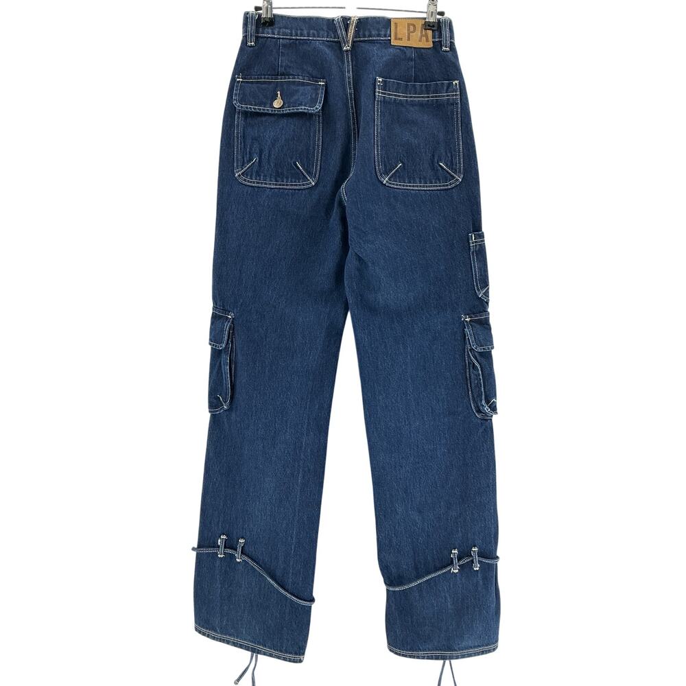 Lpa Mid Rise Blue Bea Cargo Denim Jeans Size 24 - Picture 3 of 4
